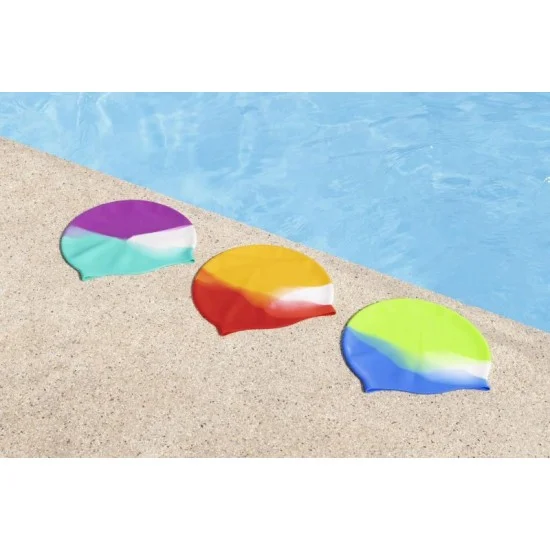 Bestway lil'color wave swim cap (one swim cap, 3 assorted colors) age 3